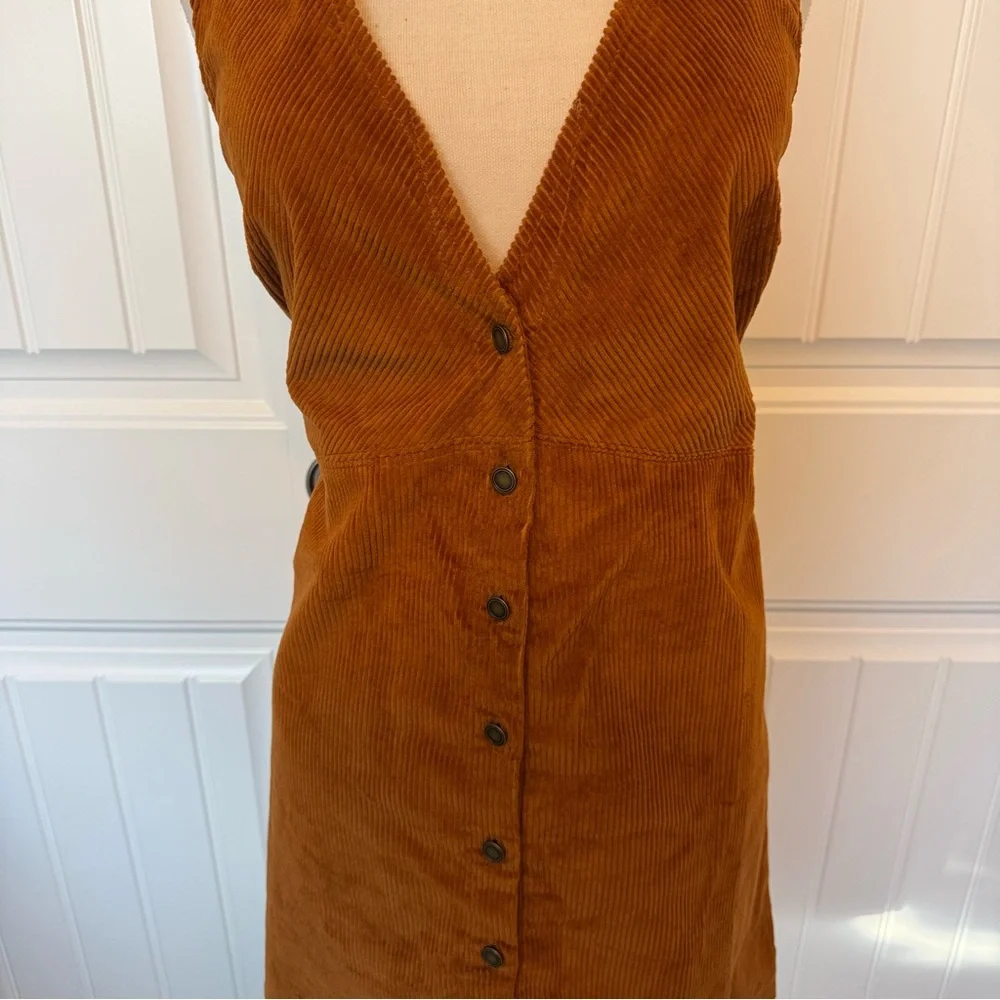 Free People Rolling Thunder Brown Corduroy Cinnamon Jumper Dress - Picture 2 of 7